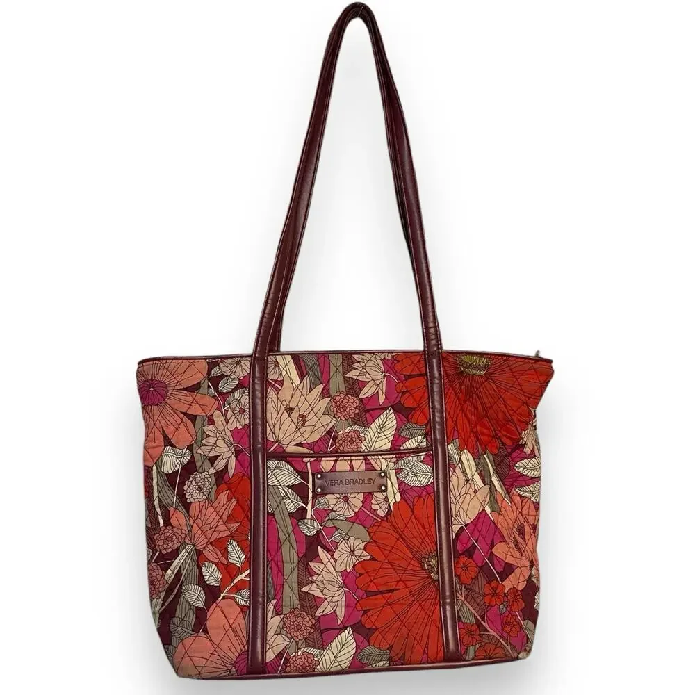 Vera Bradley Red/Pink Bohemian Blooms Purse Tote Bag Women's Multicolor Floral
